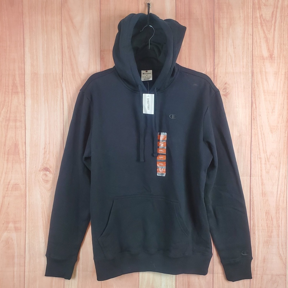 Champion Powerblend Mens Hoodie Small Black Long Sleeve Drawstring Pullover